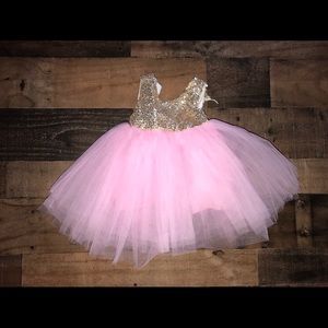 First birthday dress 6-12months pink gold sequin